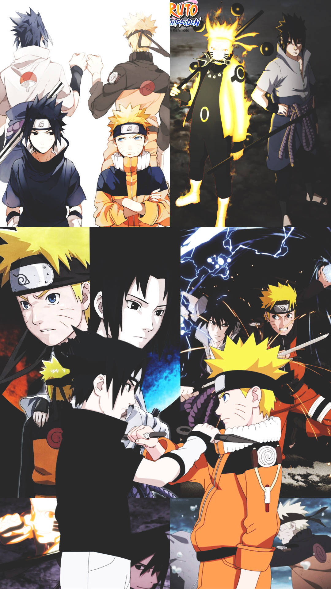 Naruto ve Sasuke'nin Yıllar Boyunca Dostluğu Duvar Kağıdı