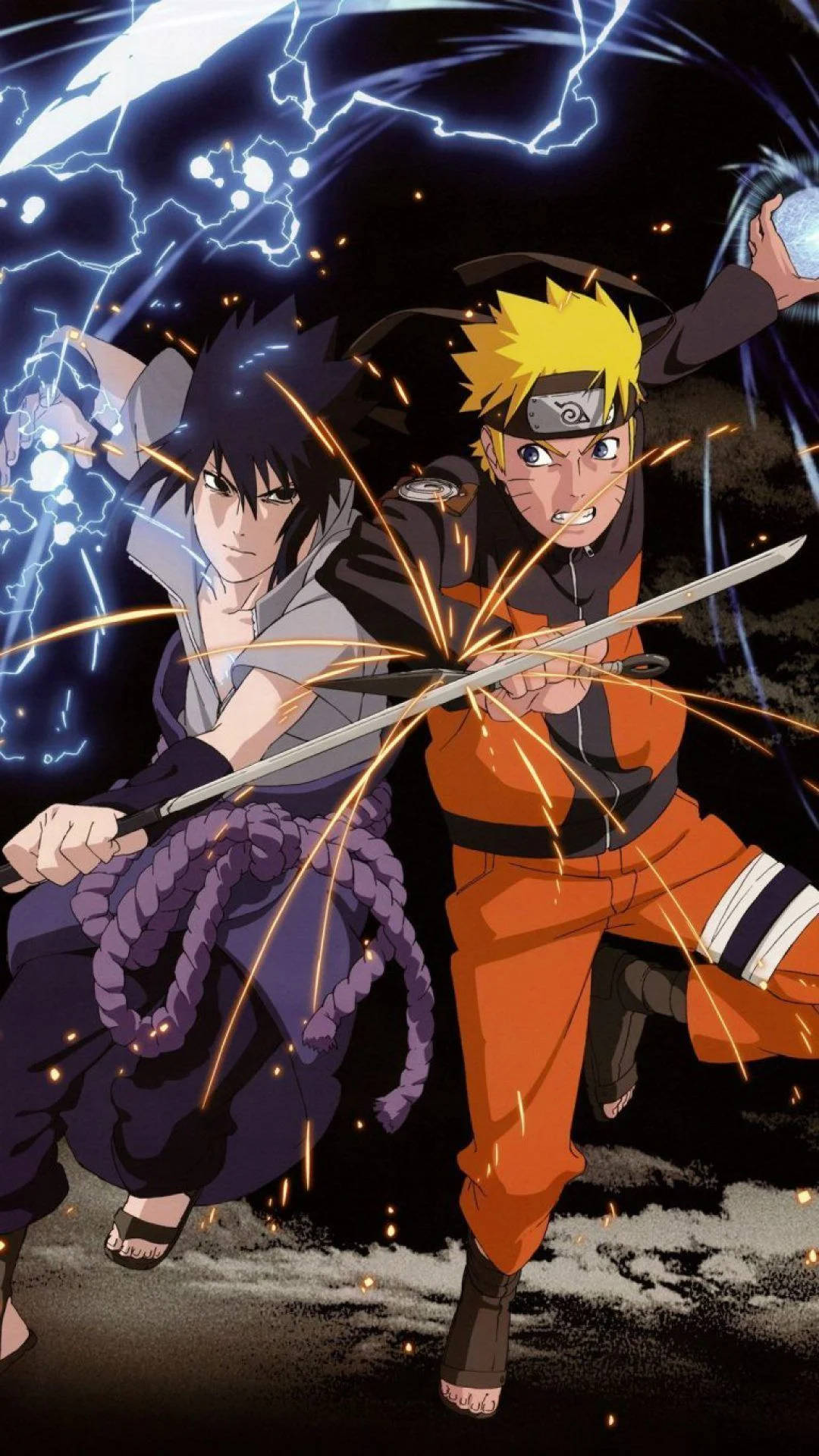 Naruto ve Sasuke Yan Yana Savaşı Duvar Kağıdı
