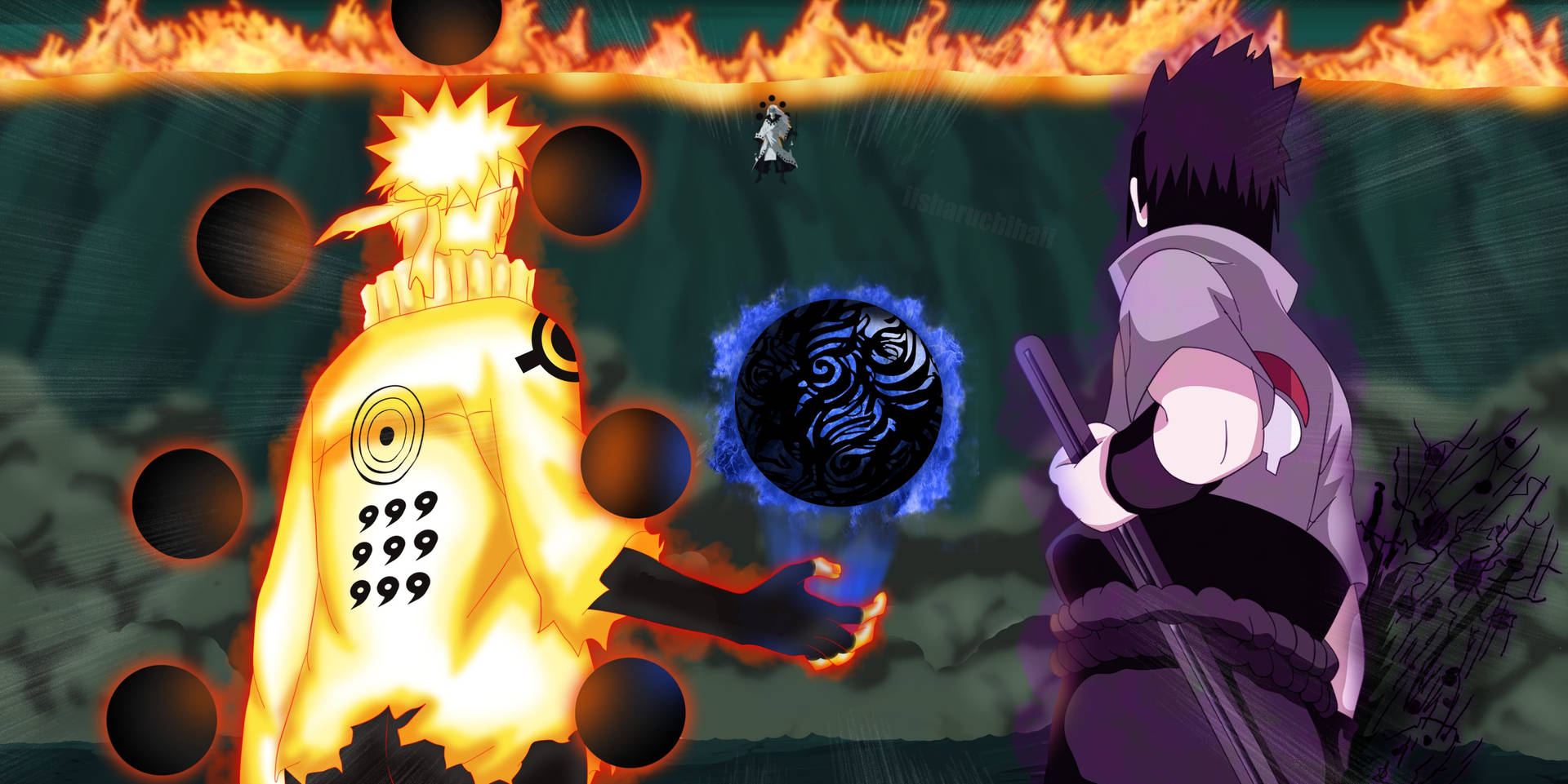 Parlayan Naruto ve Sasuke duvar kağıdı.