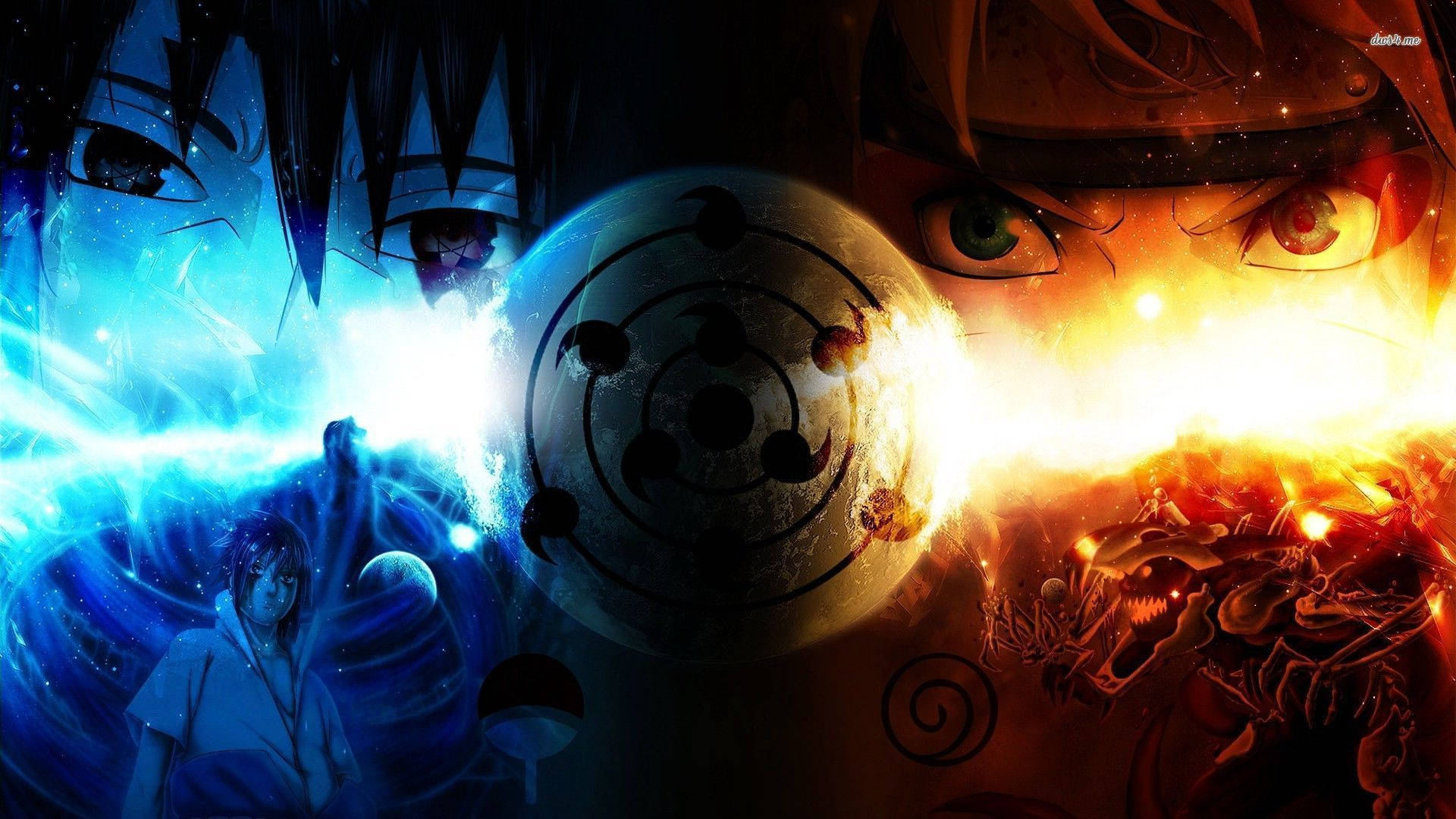 Naruto ve Sasuke Yoğun Rekabette Kapışıyor Duvar Kağıdı