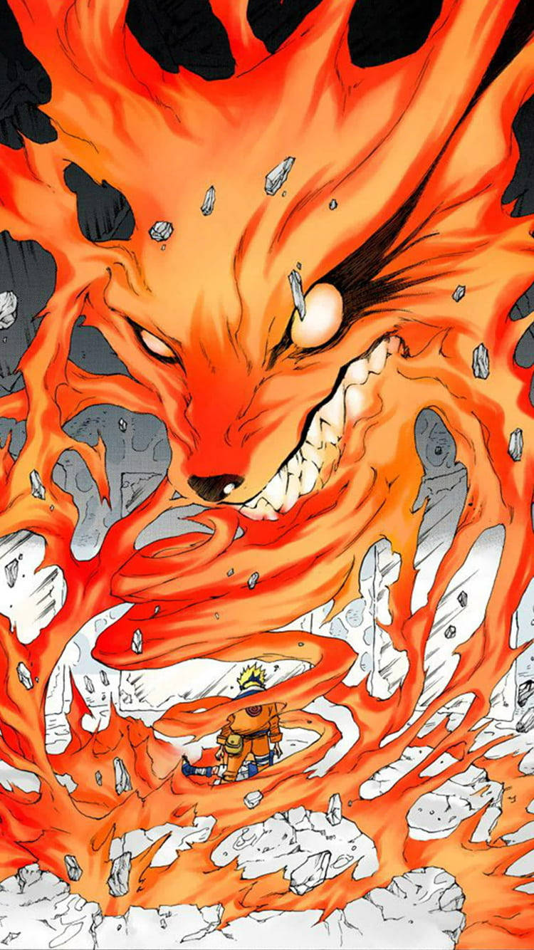 Naruto'yu Saran Canlı Kurama Alevleri Duvar Kağıdı