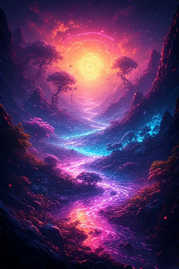 Nefes Kesen Neon Manzara Canlı Renkler 4K Duvar Kağıdı