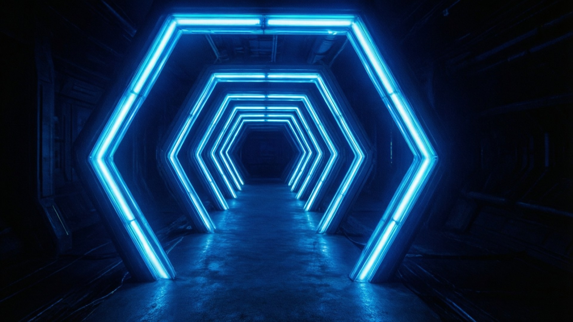 Neon Altıgen Tünel Duvar Kağıdı