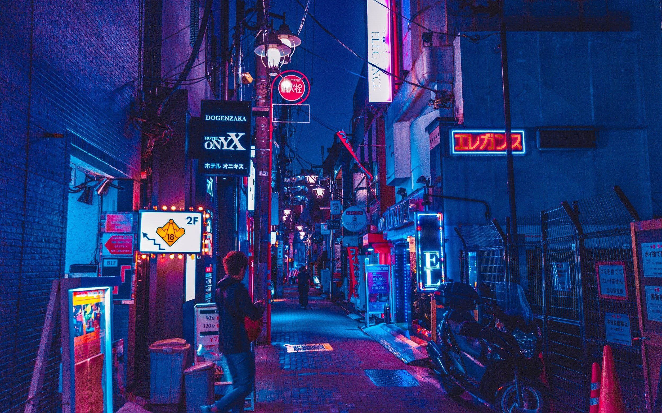 Neon Anime Sokağı Şehir Gece Duvar Kağıdı