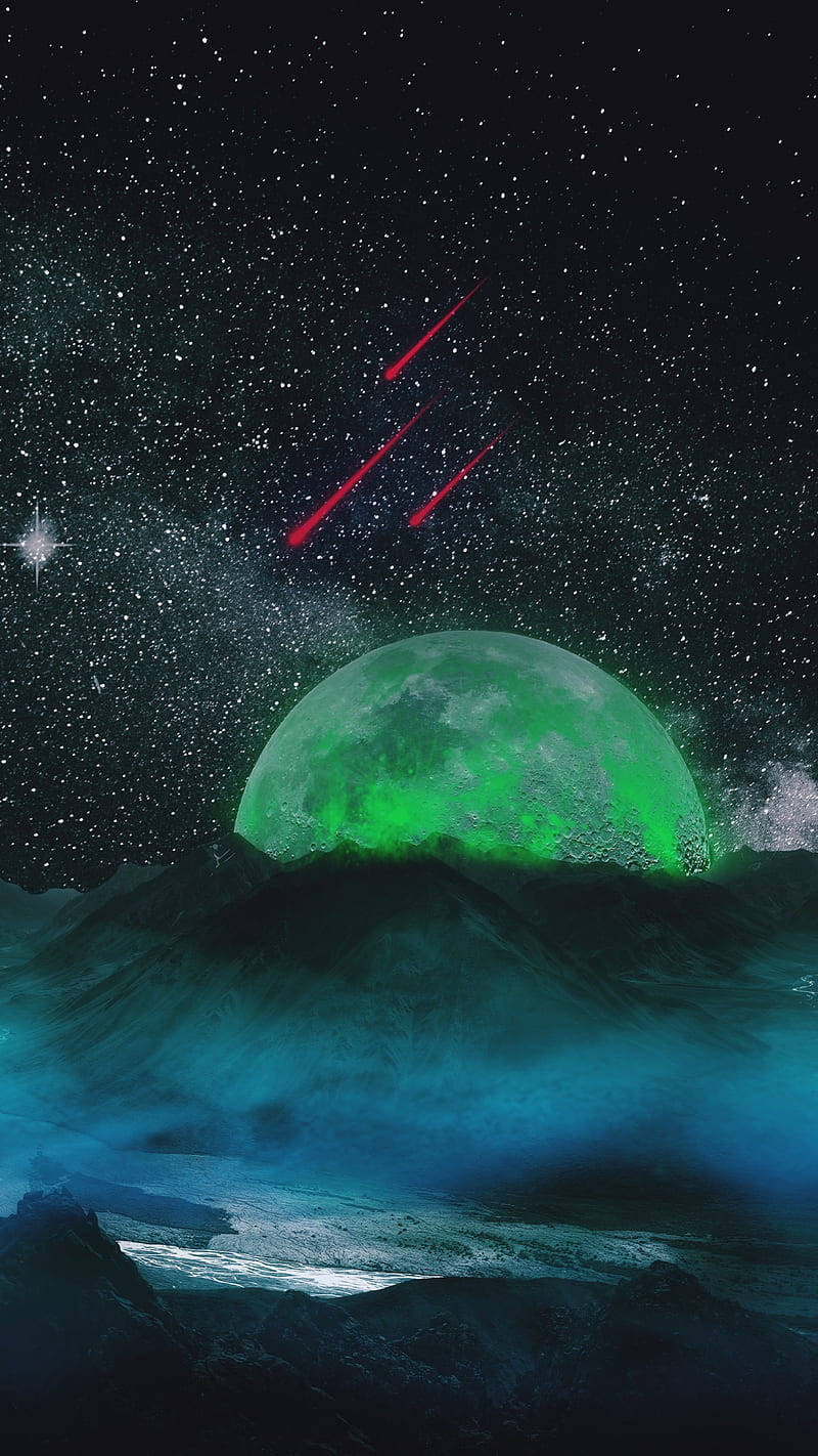 Neon Ay Meteorları Duvar Kağıdı