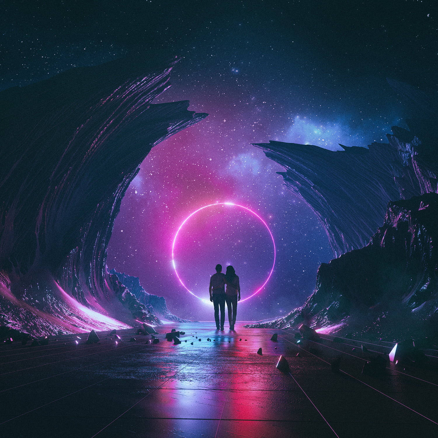 Neon Ay Samanyolu Duvar Kağıdı