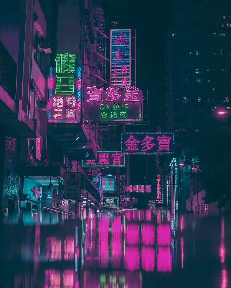 Neon City'nin canlı gece hayatını deneyimleyin Duvar Kağıdı