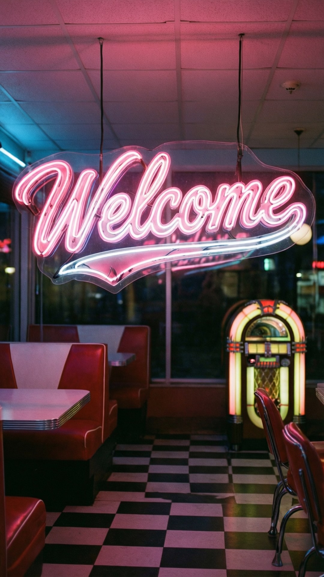 Neon Diner Hoş Geldiniz Duvar Kağıdı