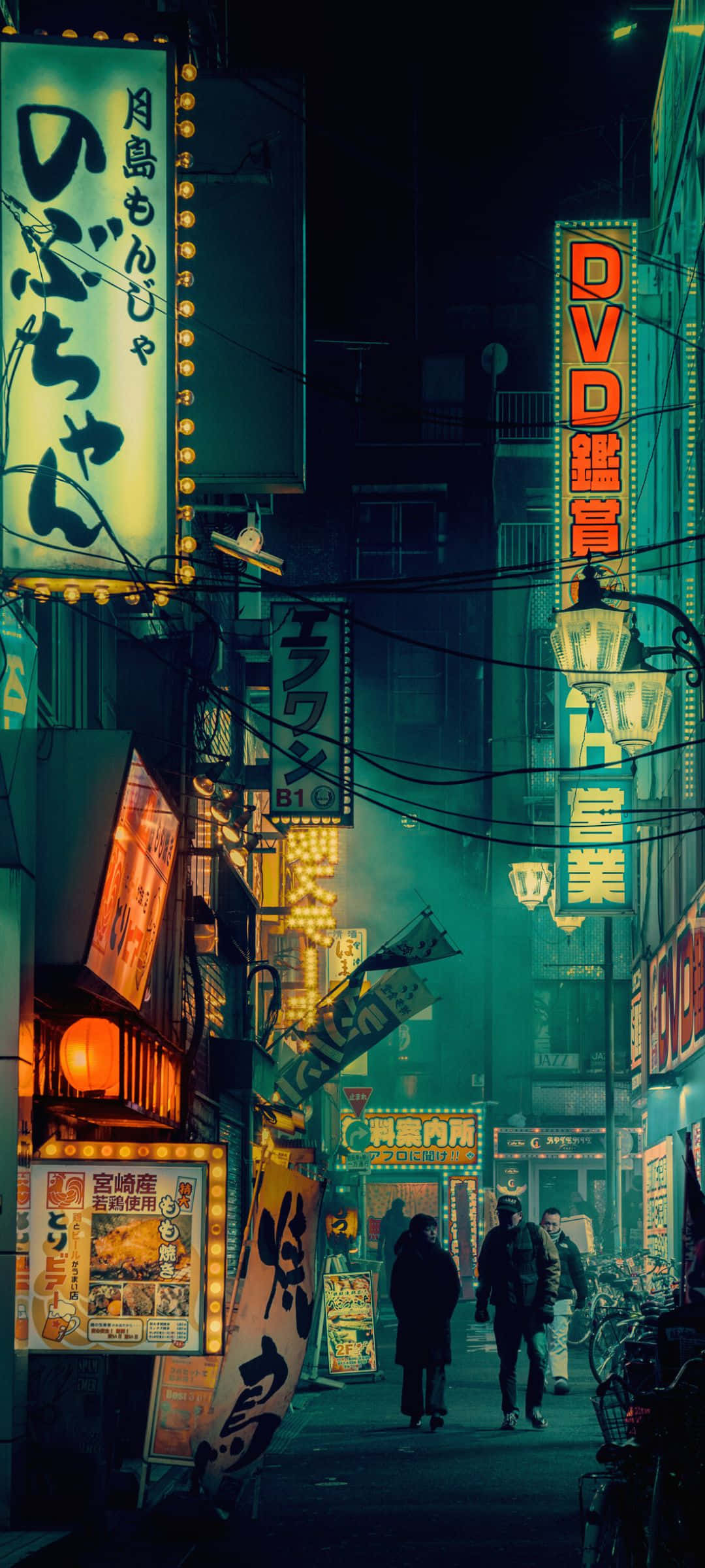 Neon Gece Hayatı Sokağı Duvar Kağıdı