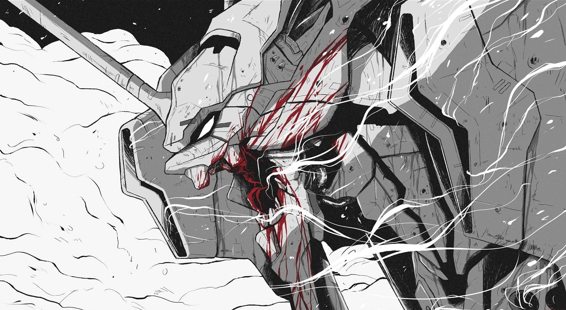 Neon Genesis Evangelion'un Baş Kahramanı Shinji Ikari, Longinus'un Mızrağı'nı Tutuyor Duvar Kağıdı