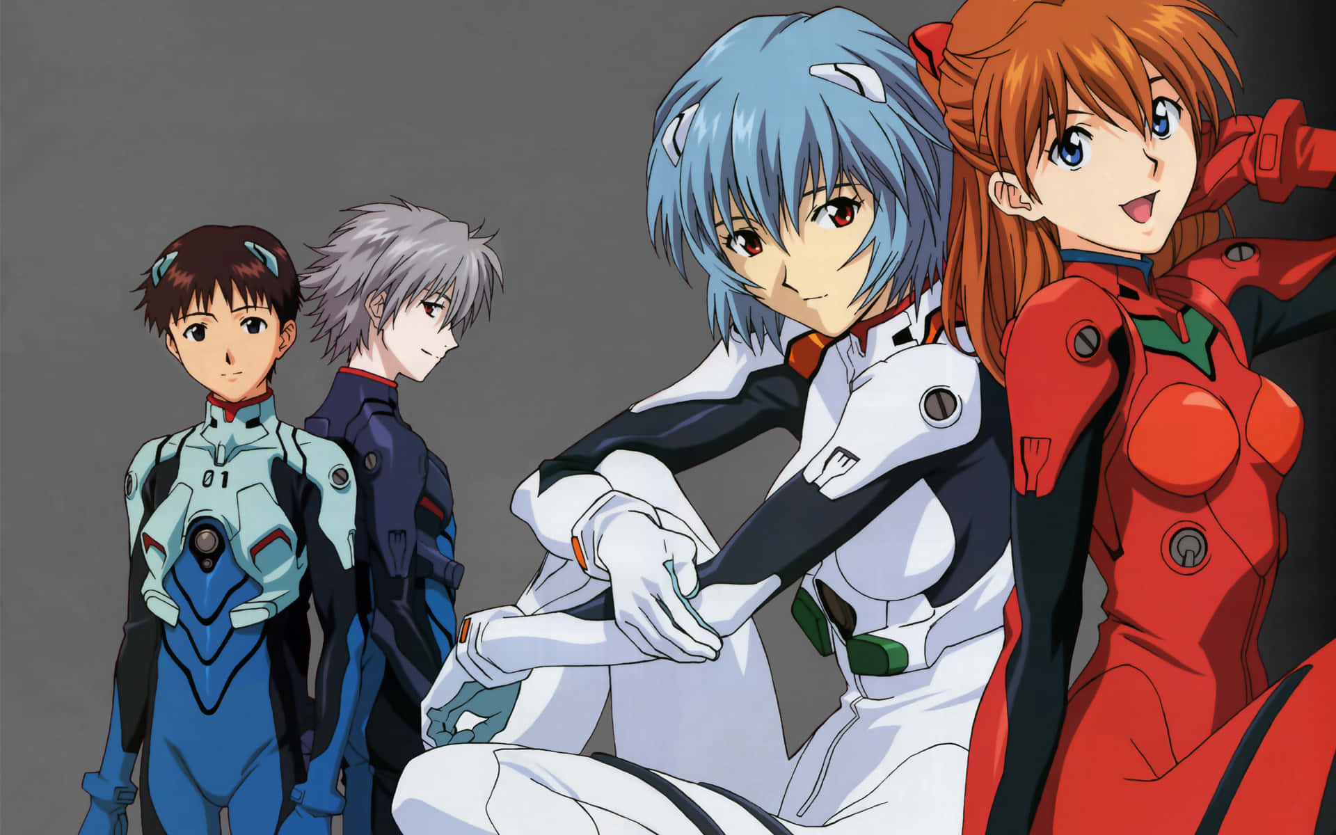 Neon Genesis Evangelion'un en sevilen karakterlerinden Asuka ve Shinji. Duvar Kağıdı