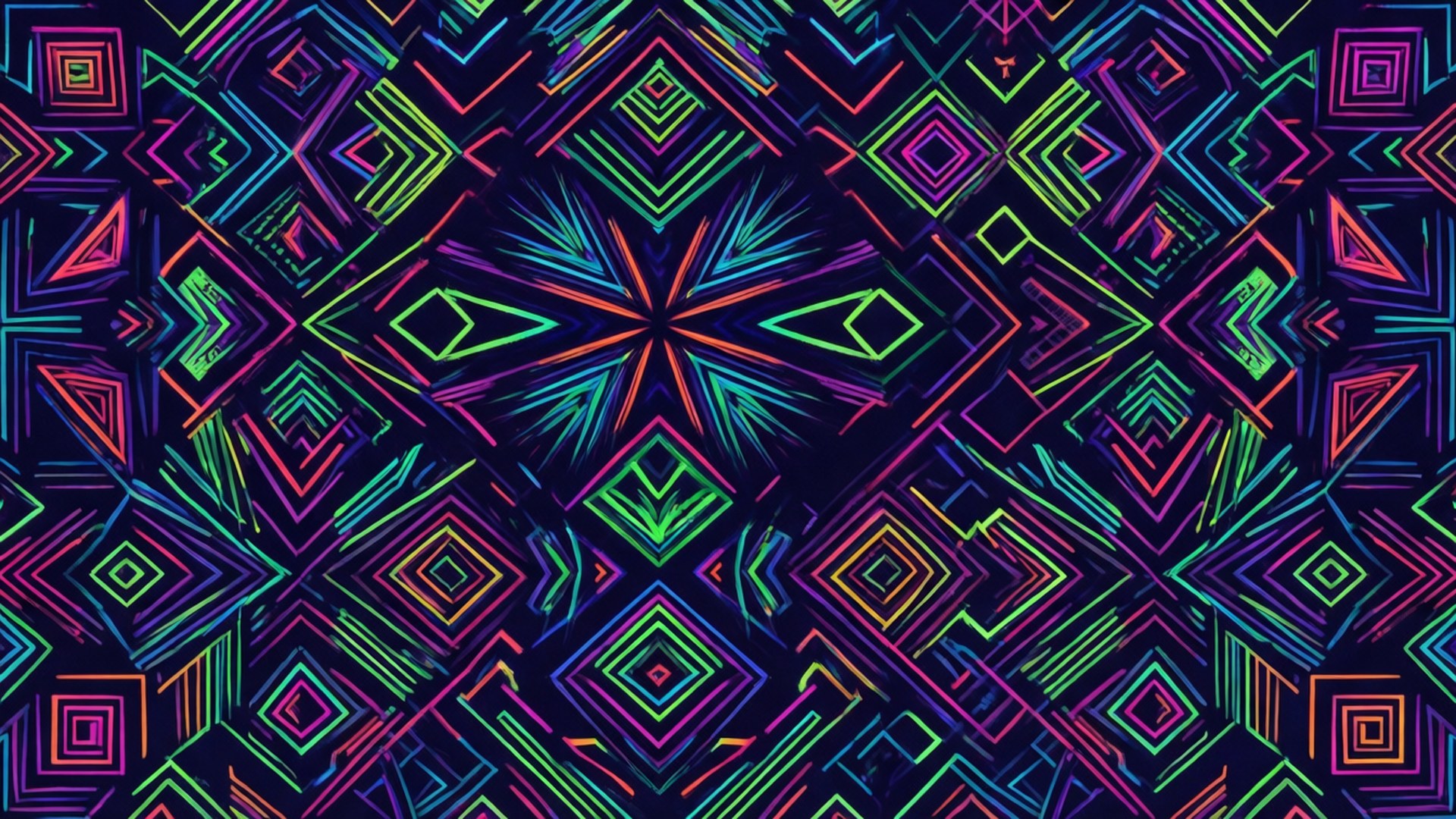 Neon Geometrik Desen Duvar Kağıdı