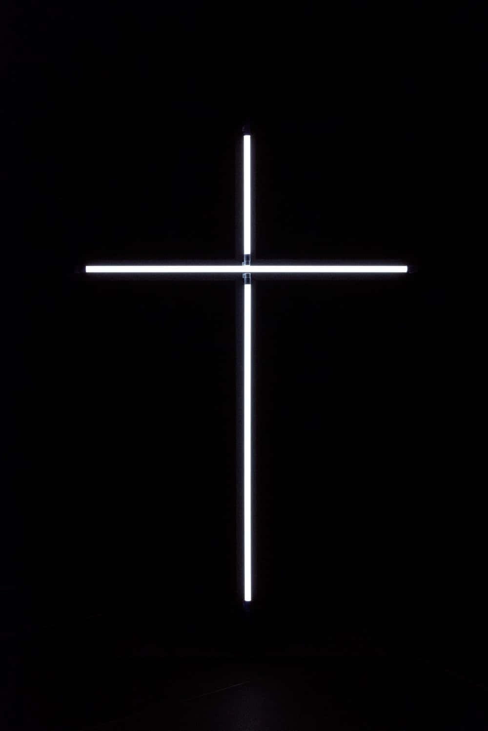 Neon Haç Minimalist Mobil Duvar Kağıdı