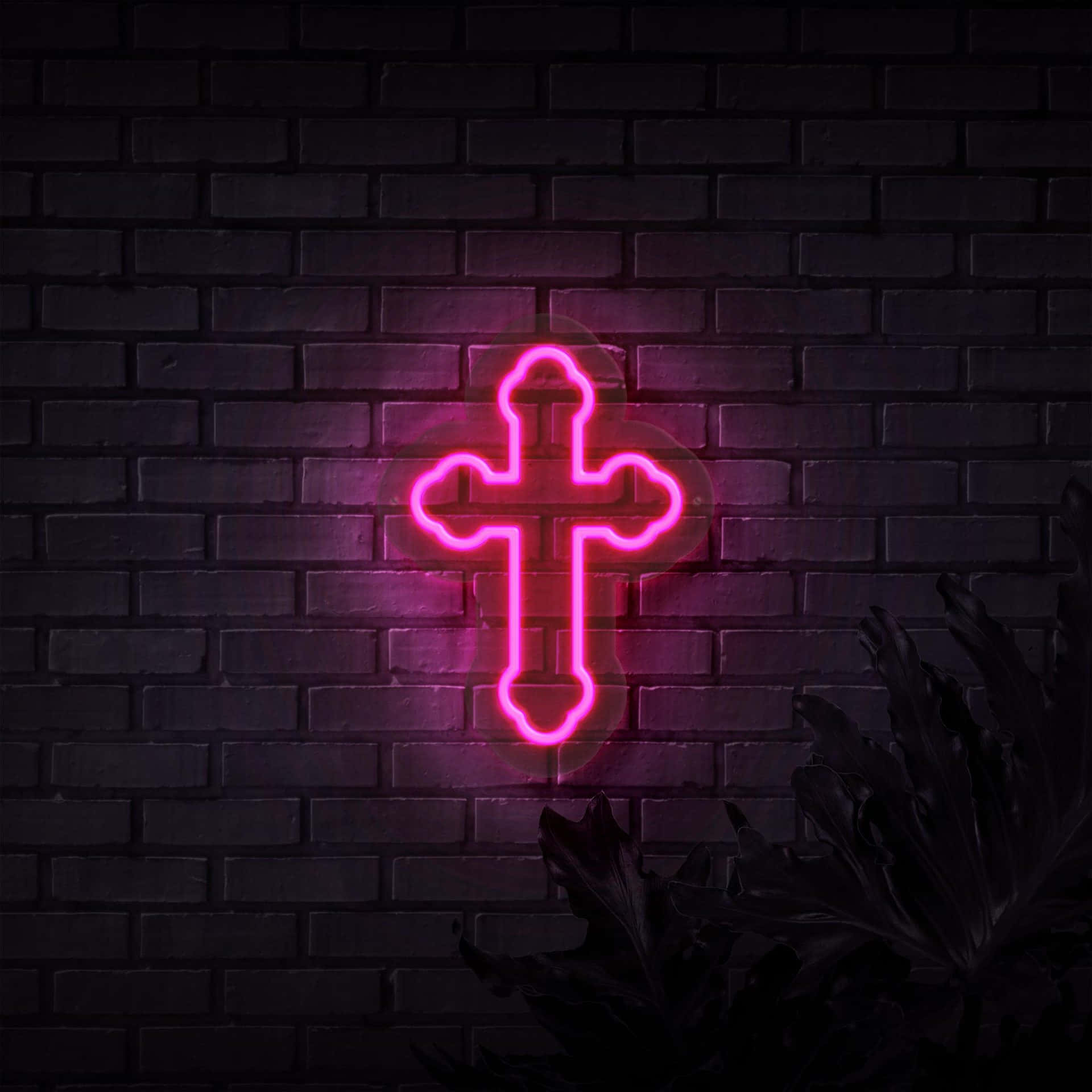 Neon Haç Neon Pembe Duvar Kağıdı