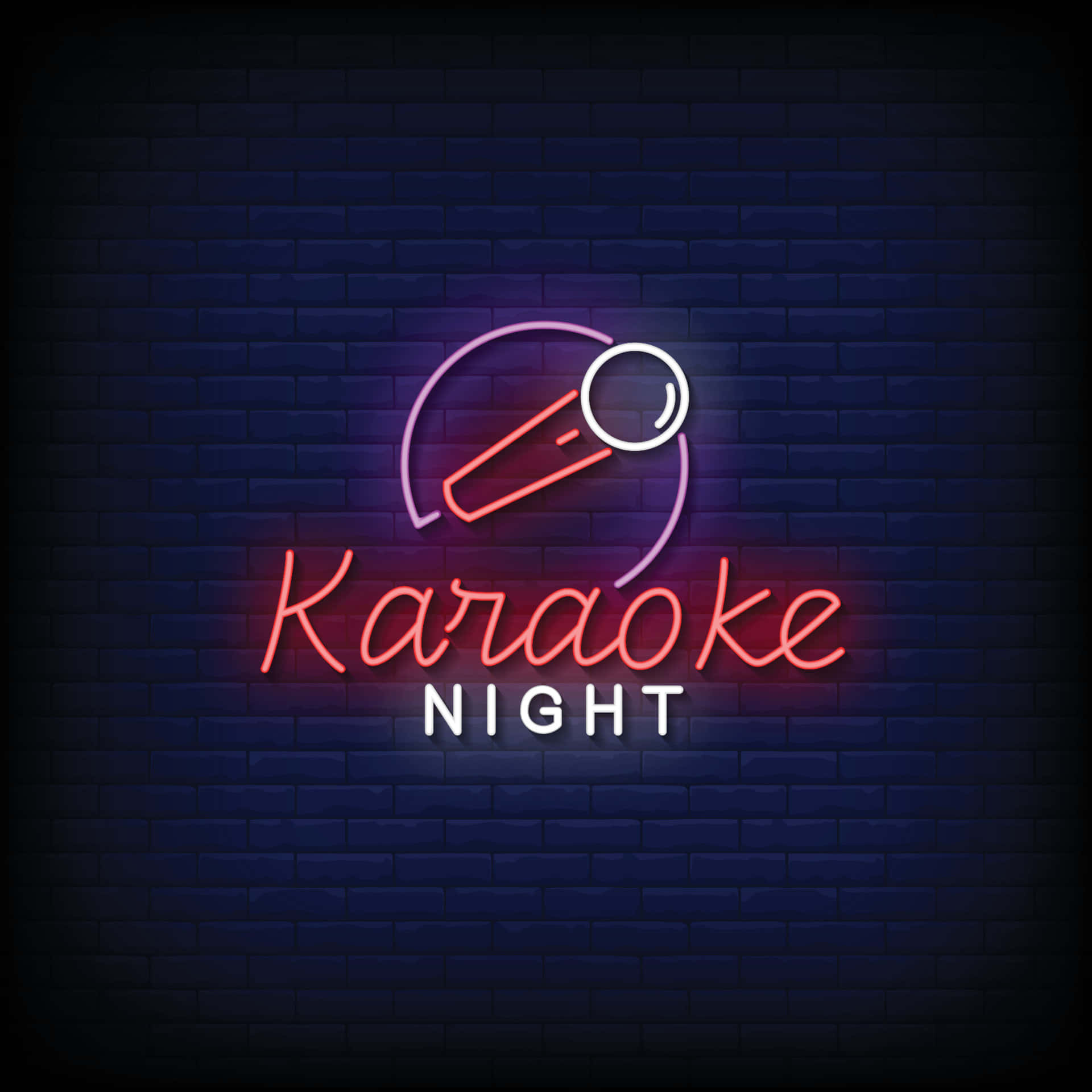 Neon İşaretli Karaoke Gecesi Arka Planı Duvar Kağıdı