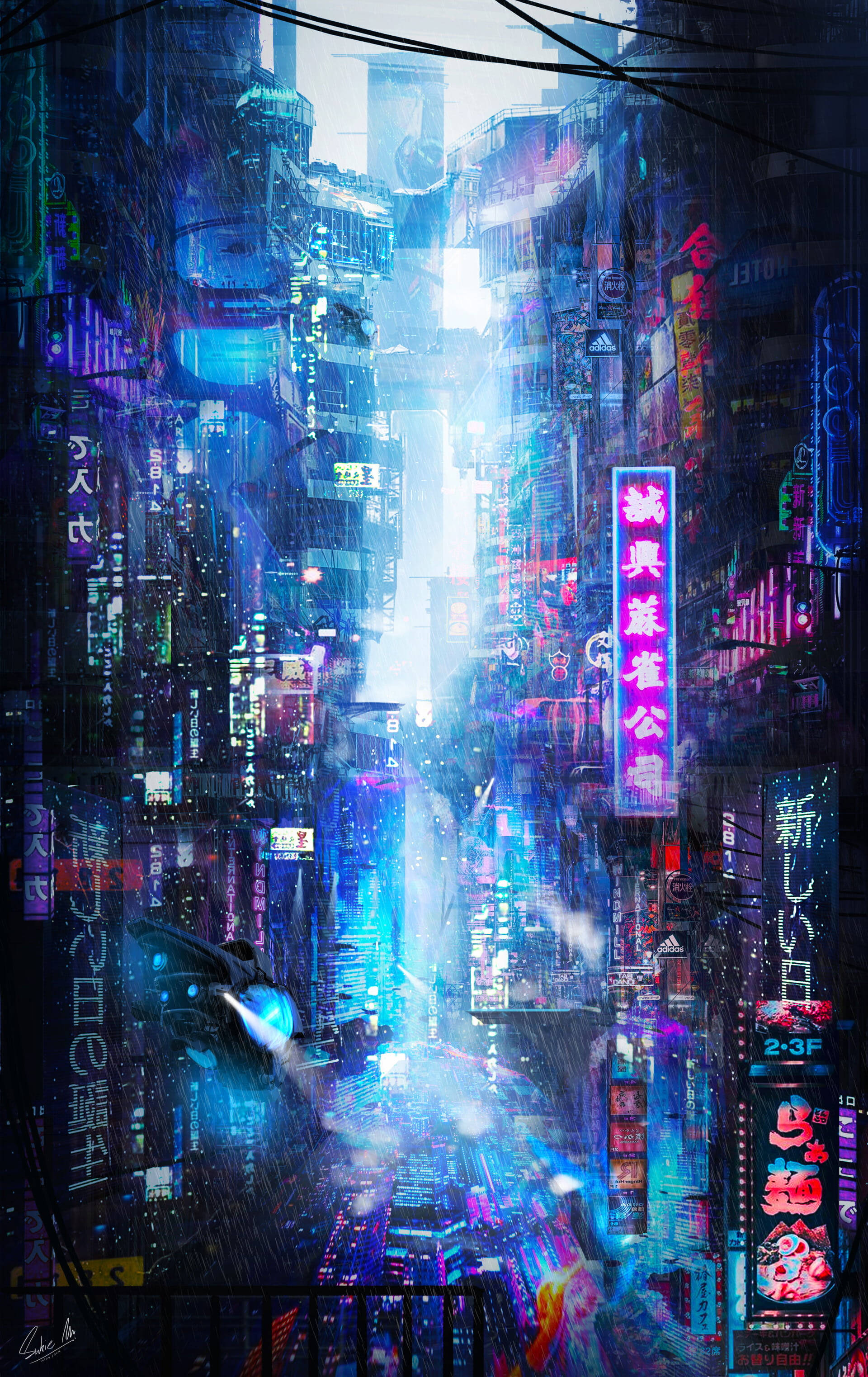 Neon Işıkları ve Güzel Yağmur Duvar Kağıdı