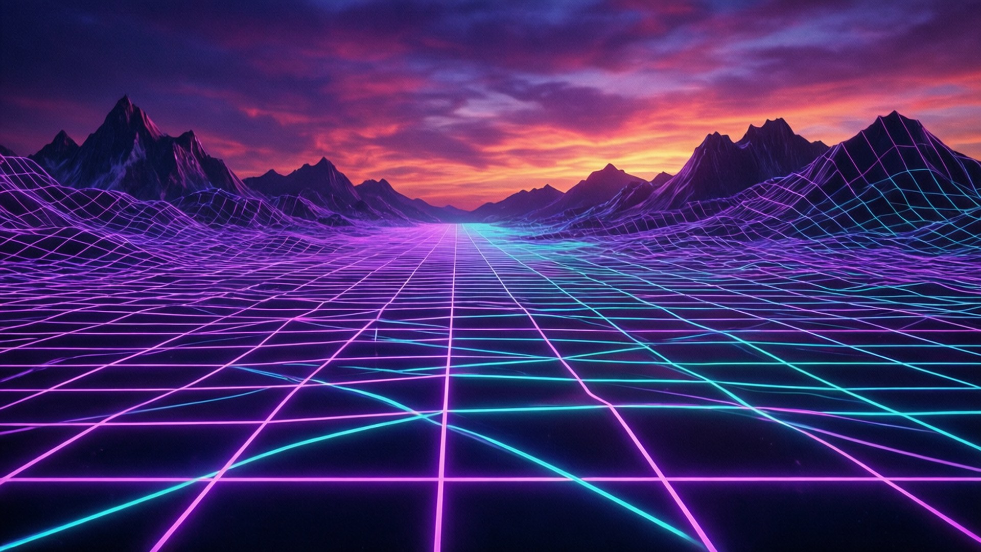 Neon Izgara Dağları Duvar Kağıdı