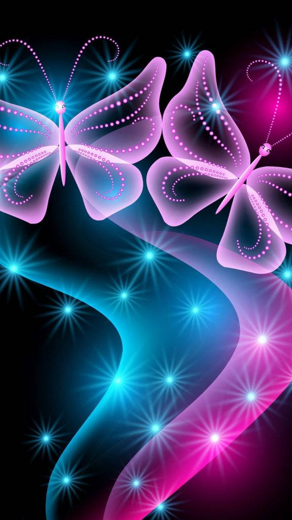 Neon Kelebek iPhone Duvar Kağıdı