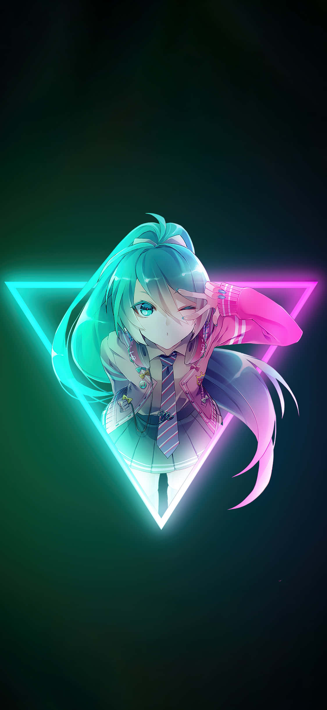 Neon Kilit Ekranı Anime Kızı Duvar Kağıdı