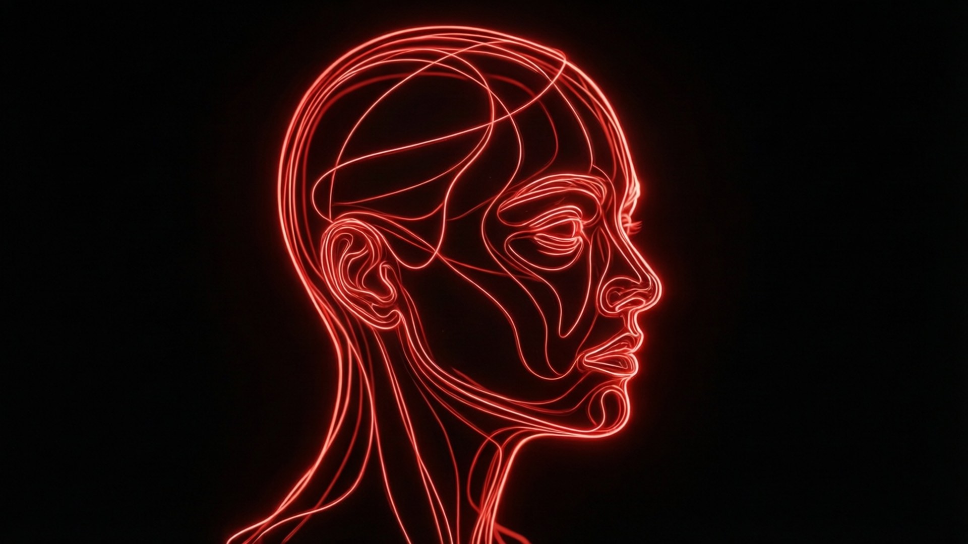 Neon Kırmızı Çizgi Sanatı Yüz Duvar Kağıdı
