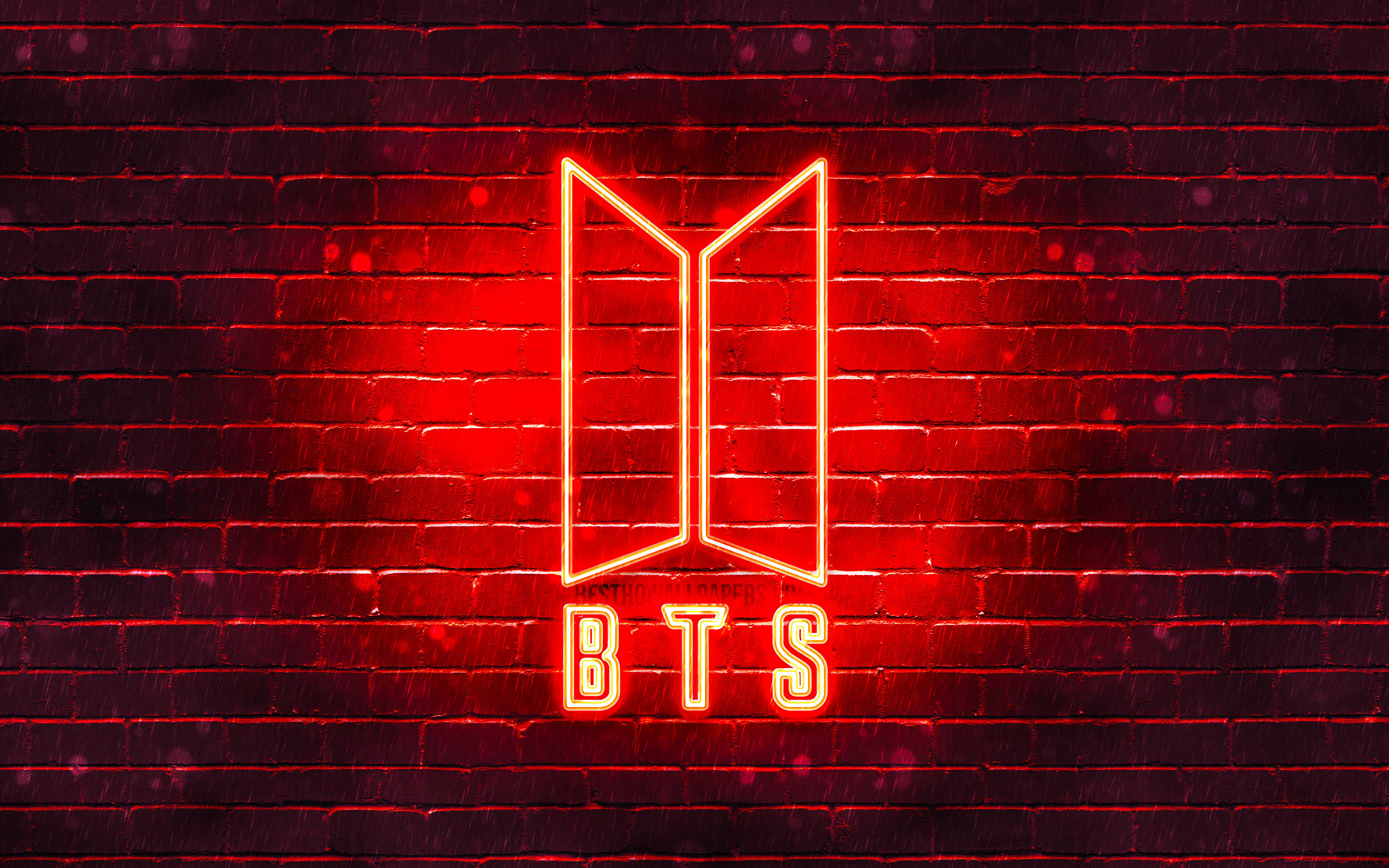 Neon Kırmızı BTS Logosu Duvar Kağıdı
