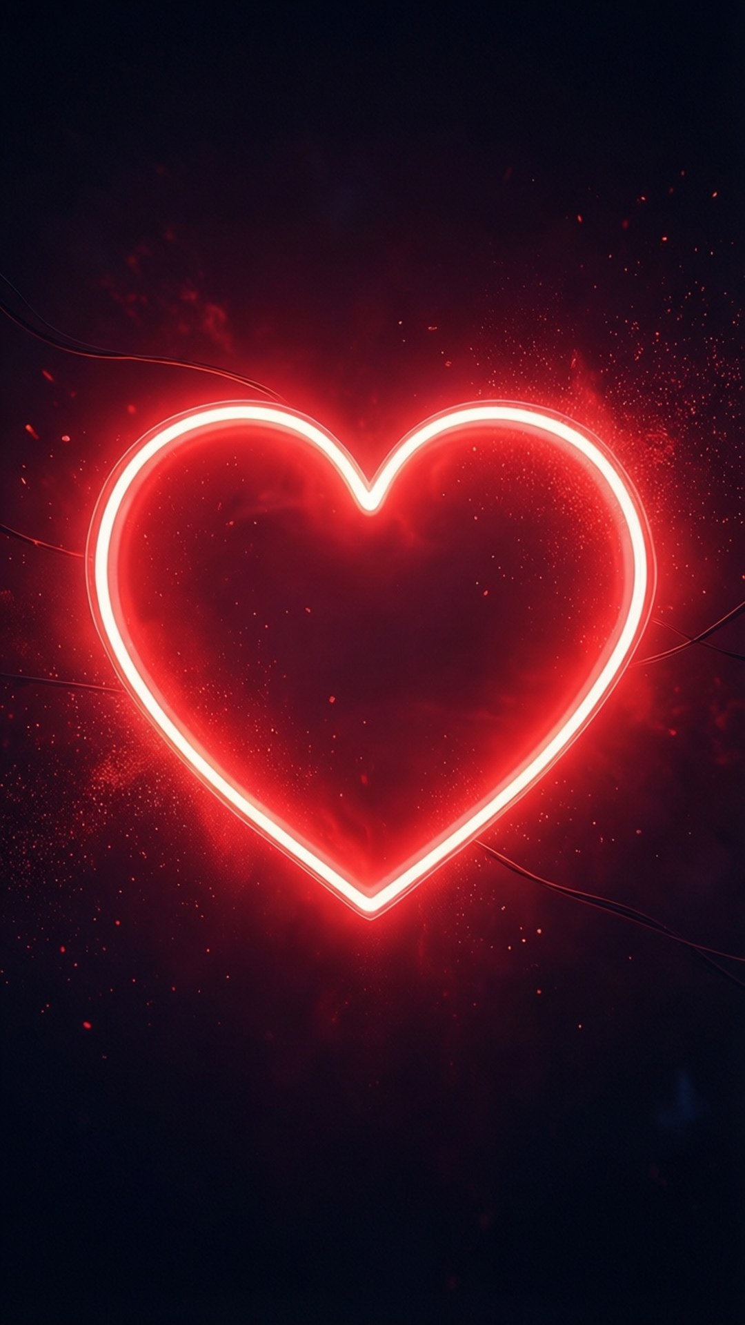 Neon Kırmızı Parlayan Kalp Duvar Kağıdı