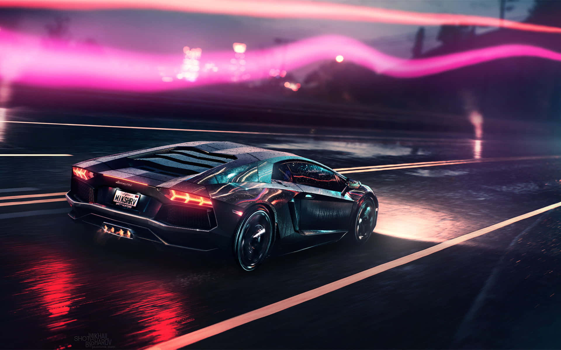 Neon Lamborghini Sersemliği Duvar Kağıdı