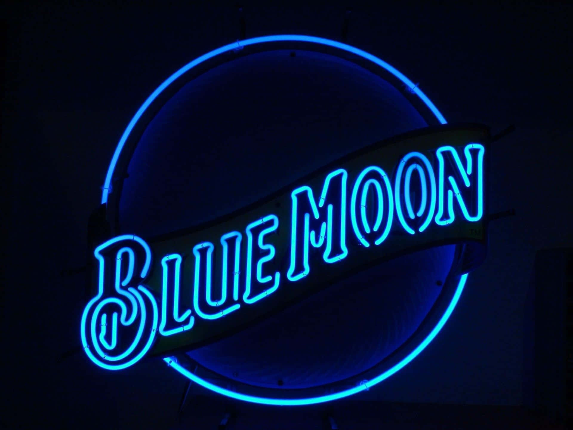 Neon LED İşareti Mavi Ay Resmi Duvar Kağıdı