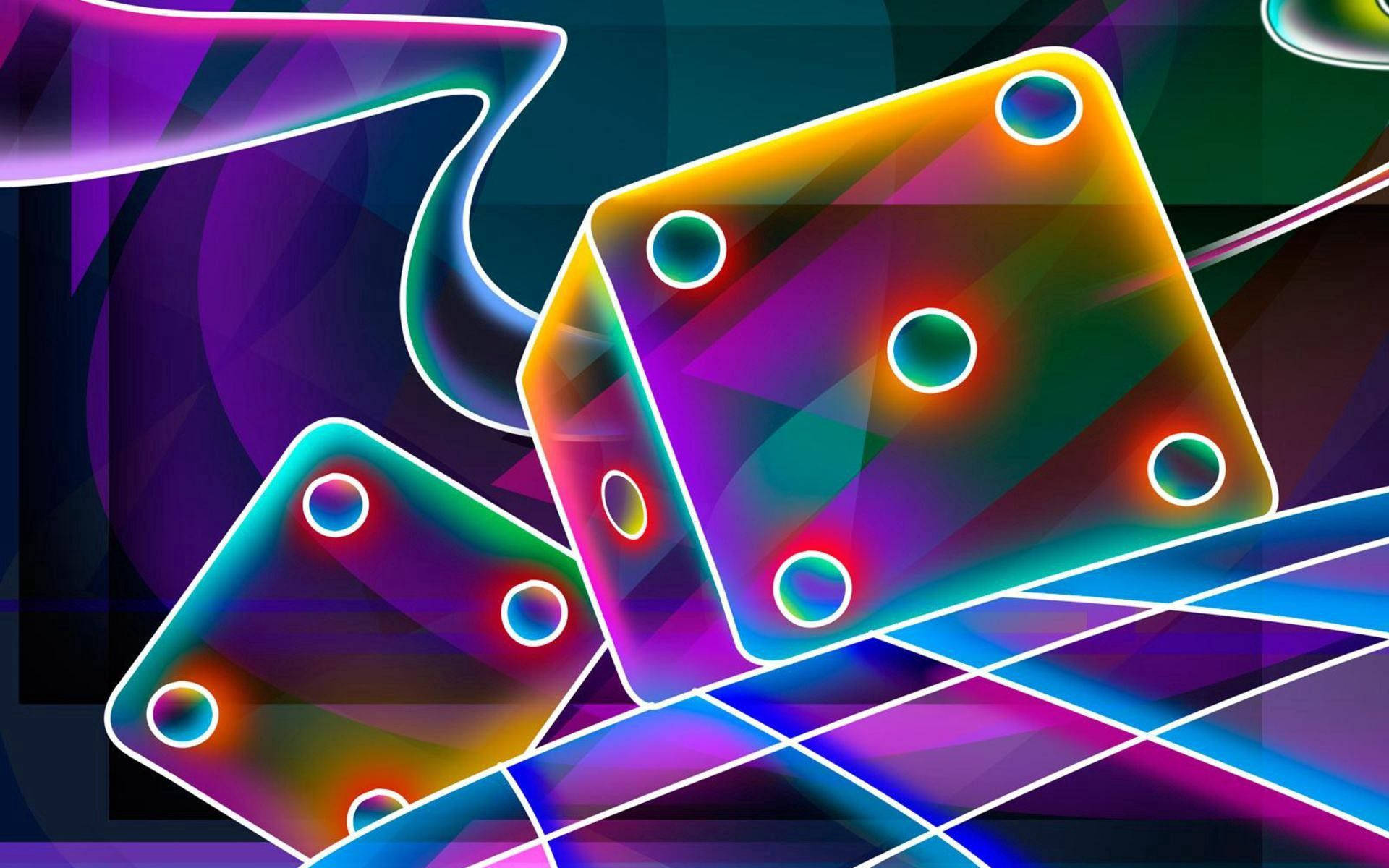 3D neon çok renkli psikedelik dev zar duvar kağıdı.