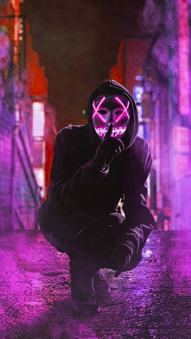 Neon Maskeli Adam Telefon Duvar Kağıdı