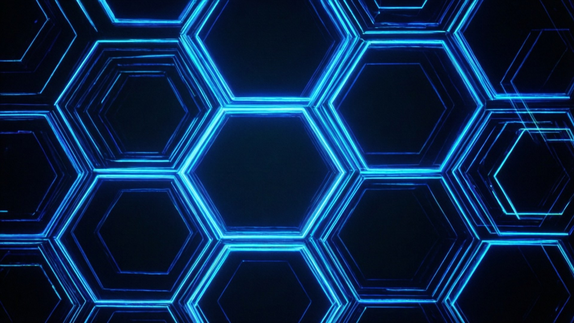 Neon Mavi Altıgenler Duvar Kağıdı