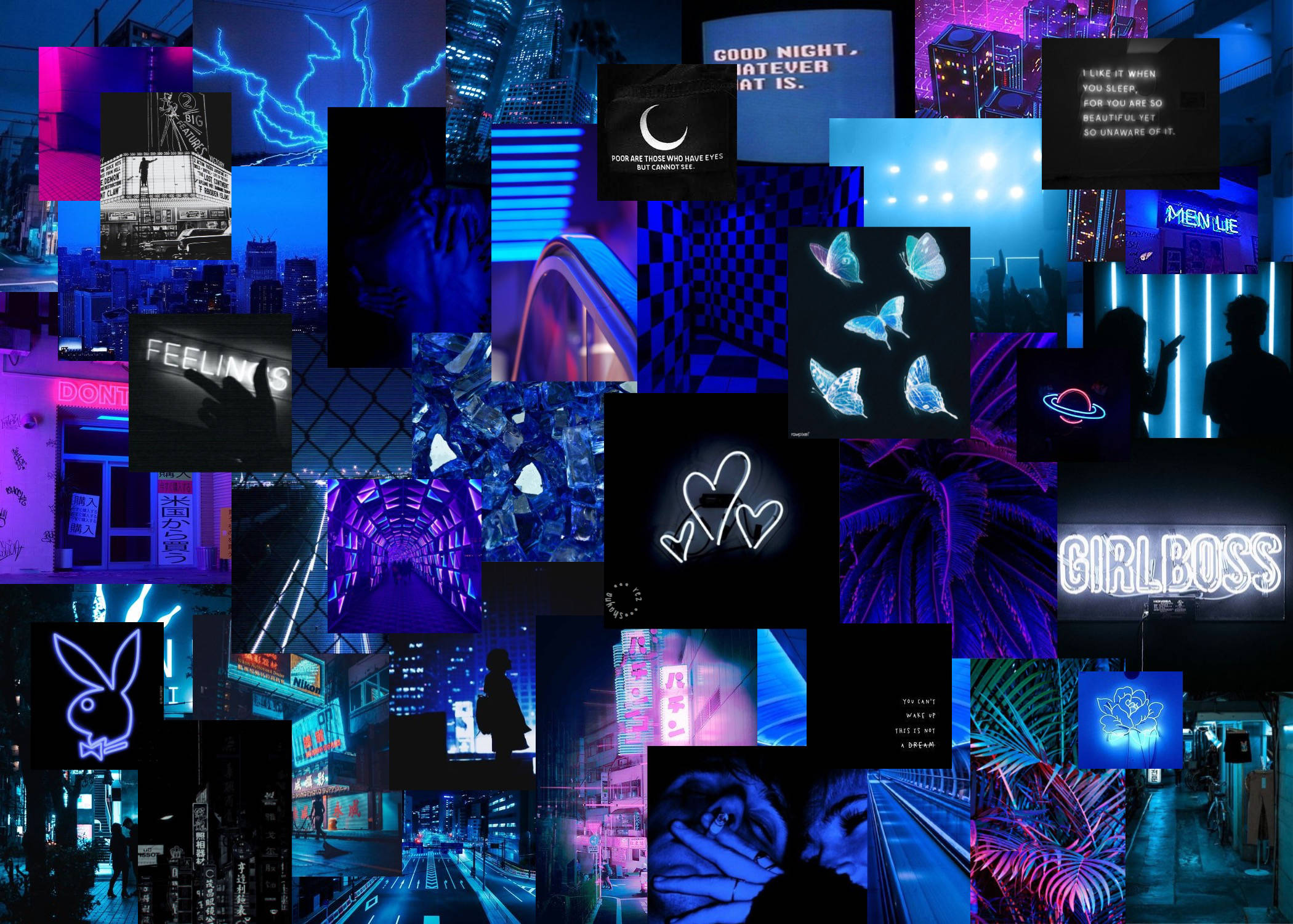 Neon Mavi Estetik PC Duvar Kağıdı