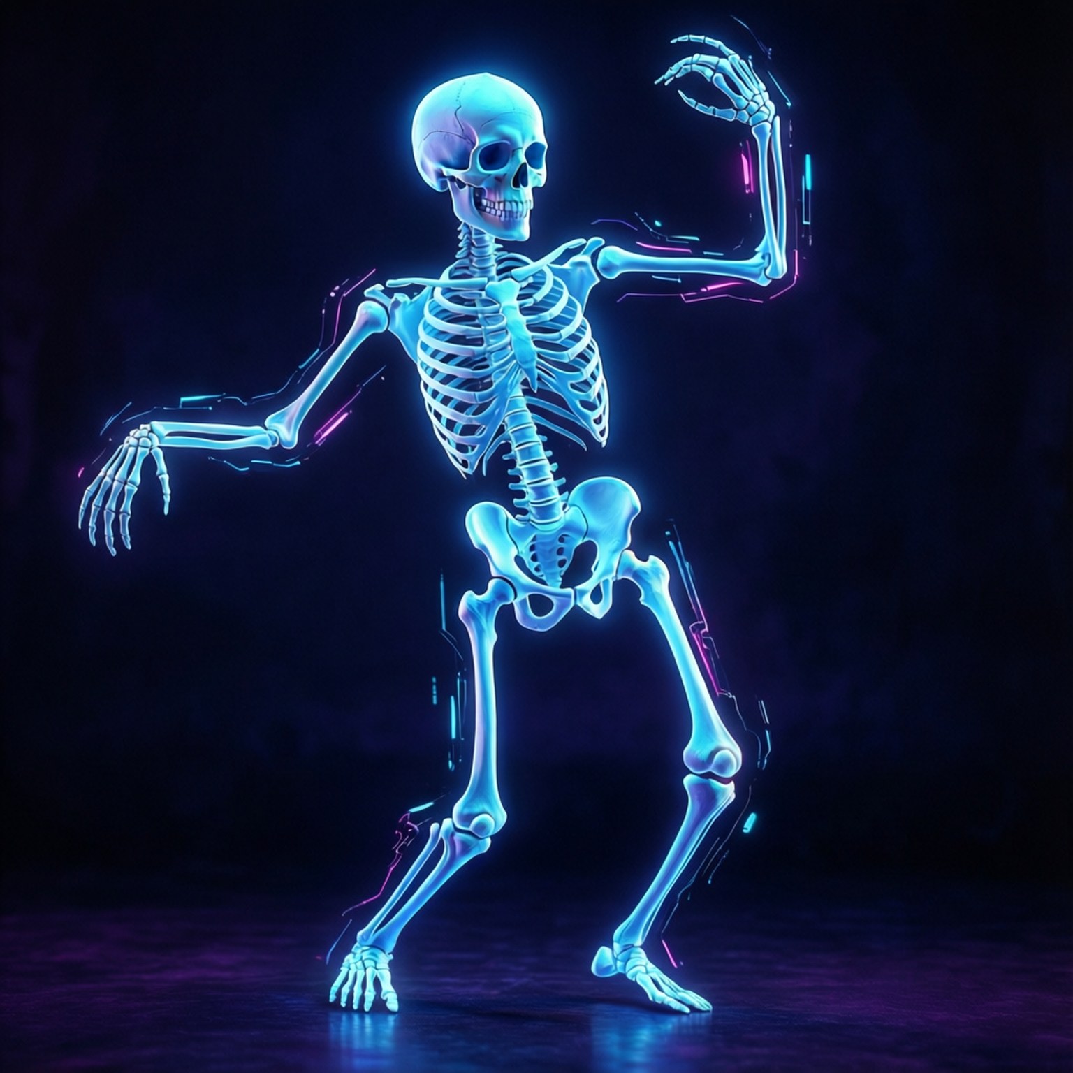 Neon Mavi İskelet Duvar Kağıdı