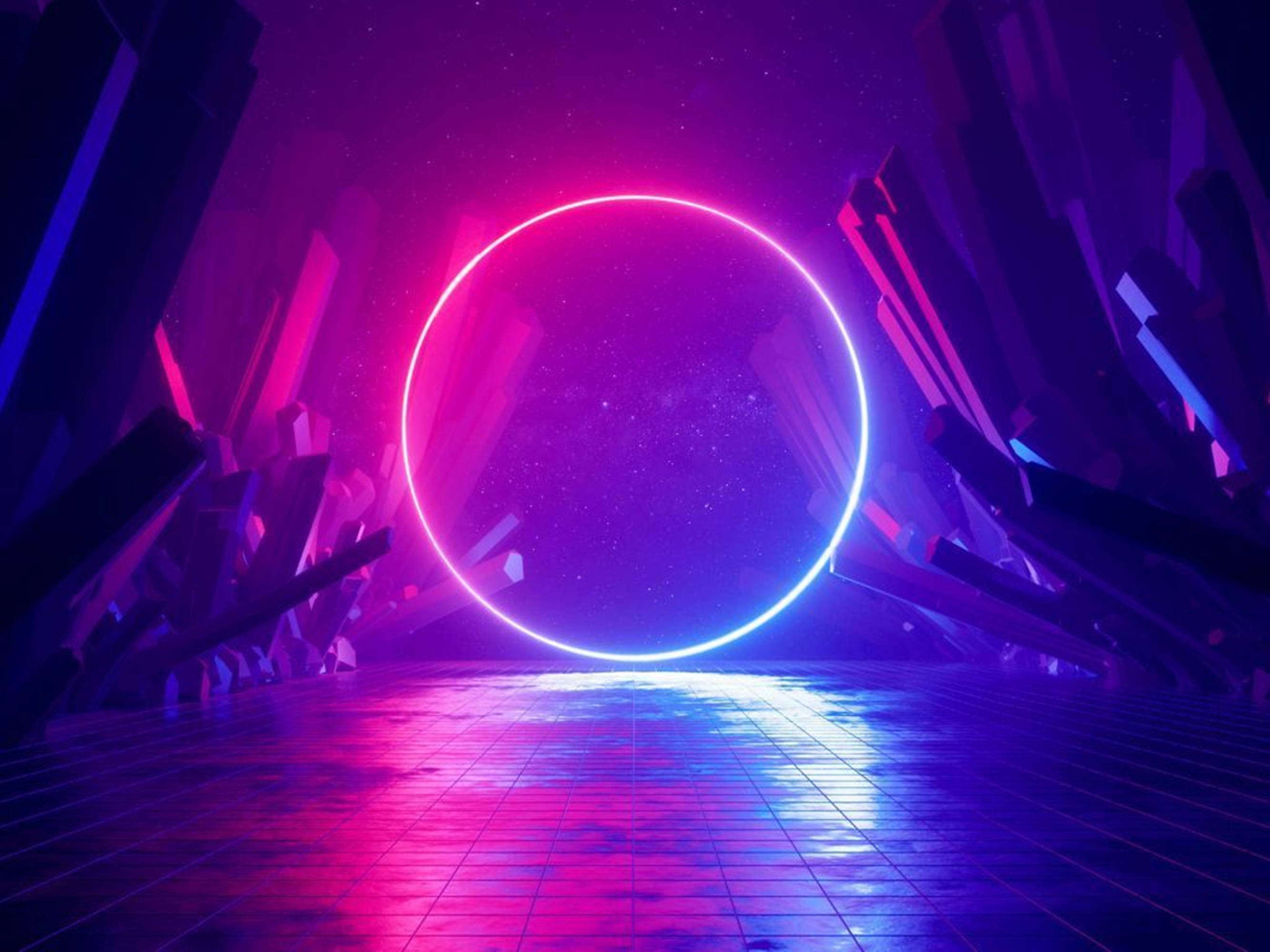 Neon Mor 4K Daire Duvar Kağıdı