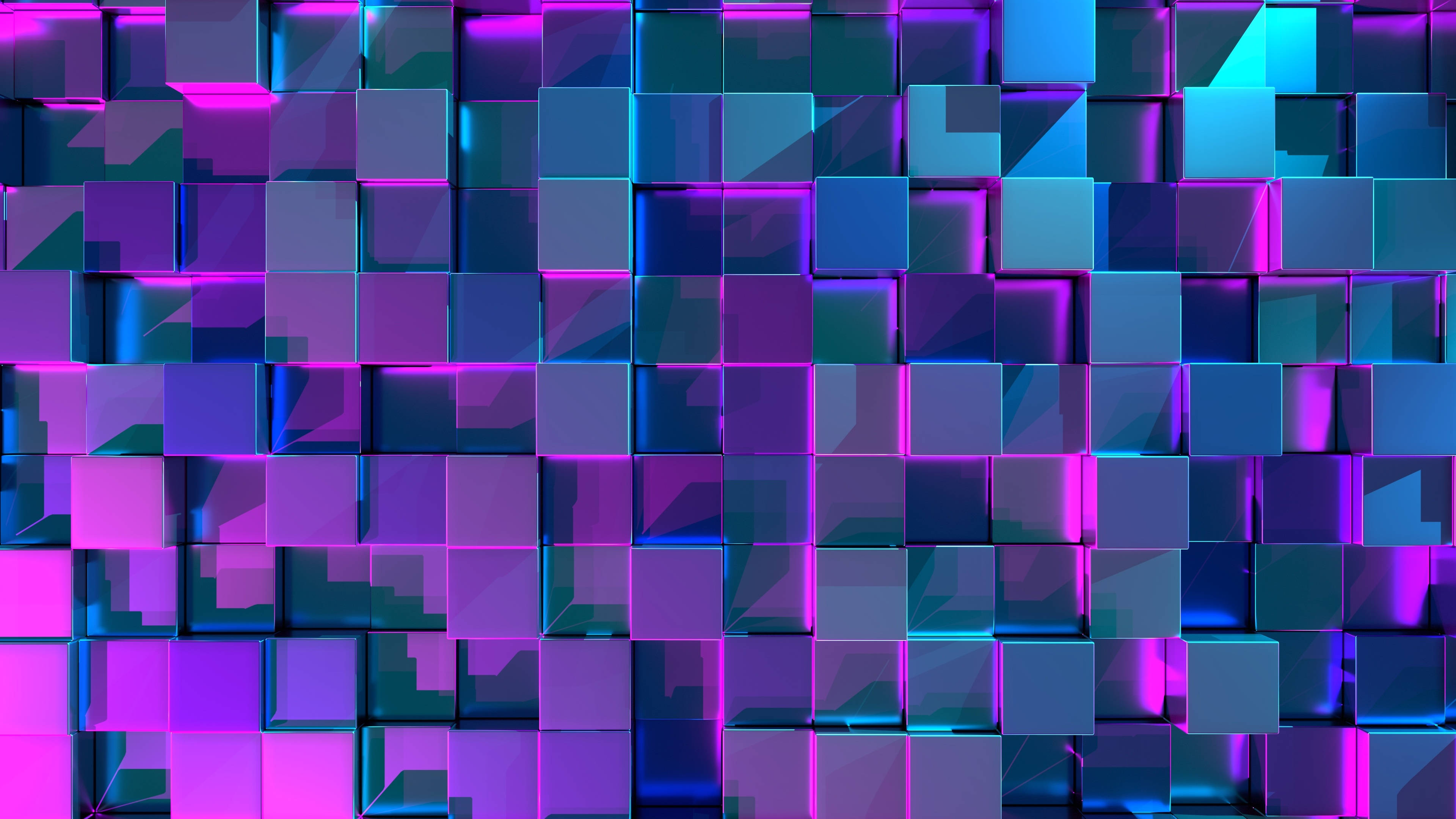 Neon Mor Estetik 3D Küpler Duvar Kağıdı