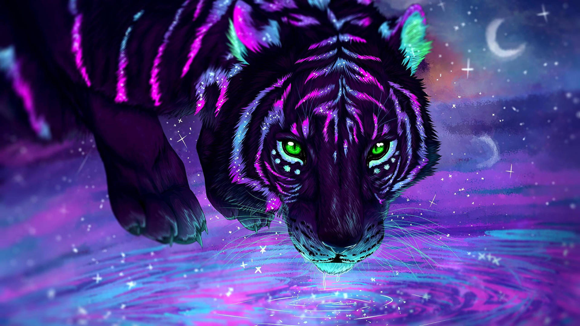 Neon Mor Harimau Duvar Kağıdı