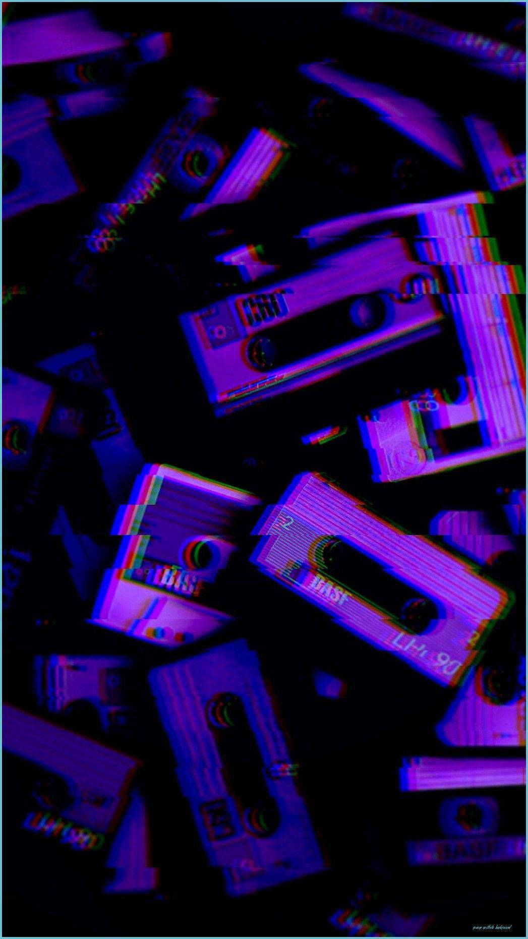 Neon Mor Kasetler Alt Estetik Duvar Kağıdı