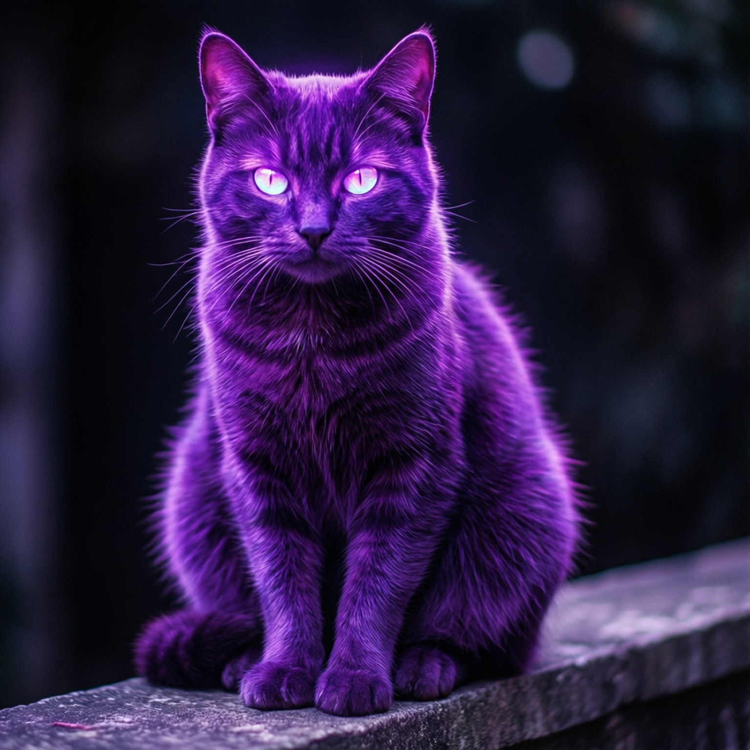 Neon Mor Kedi Duvar Kağıdı