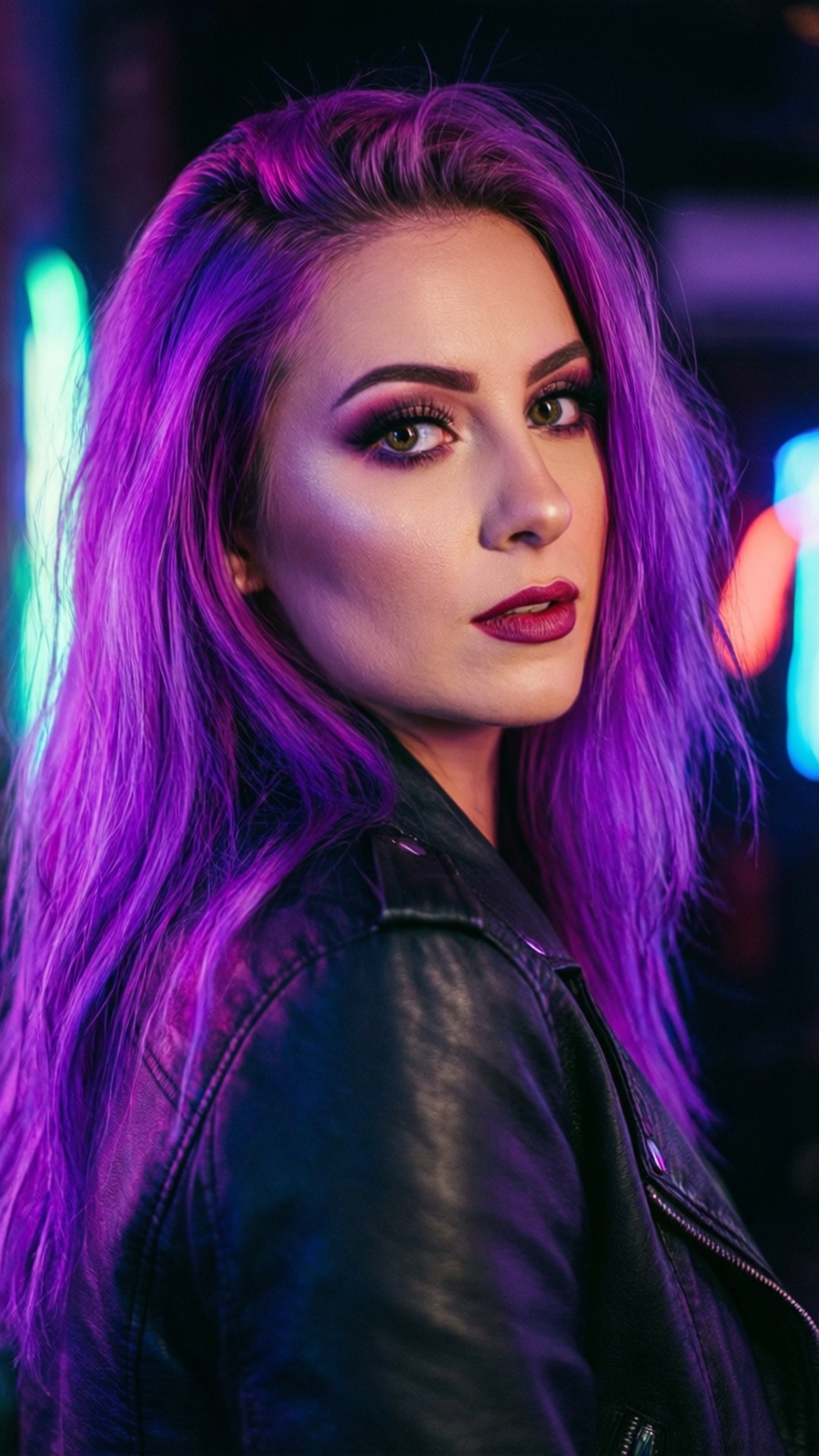 Neon Mor Portre Duvar Kağıdı