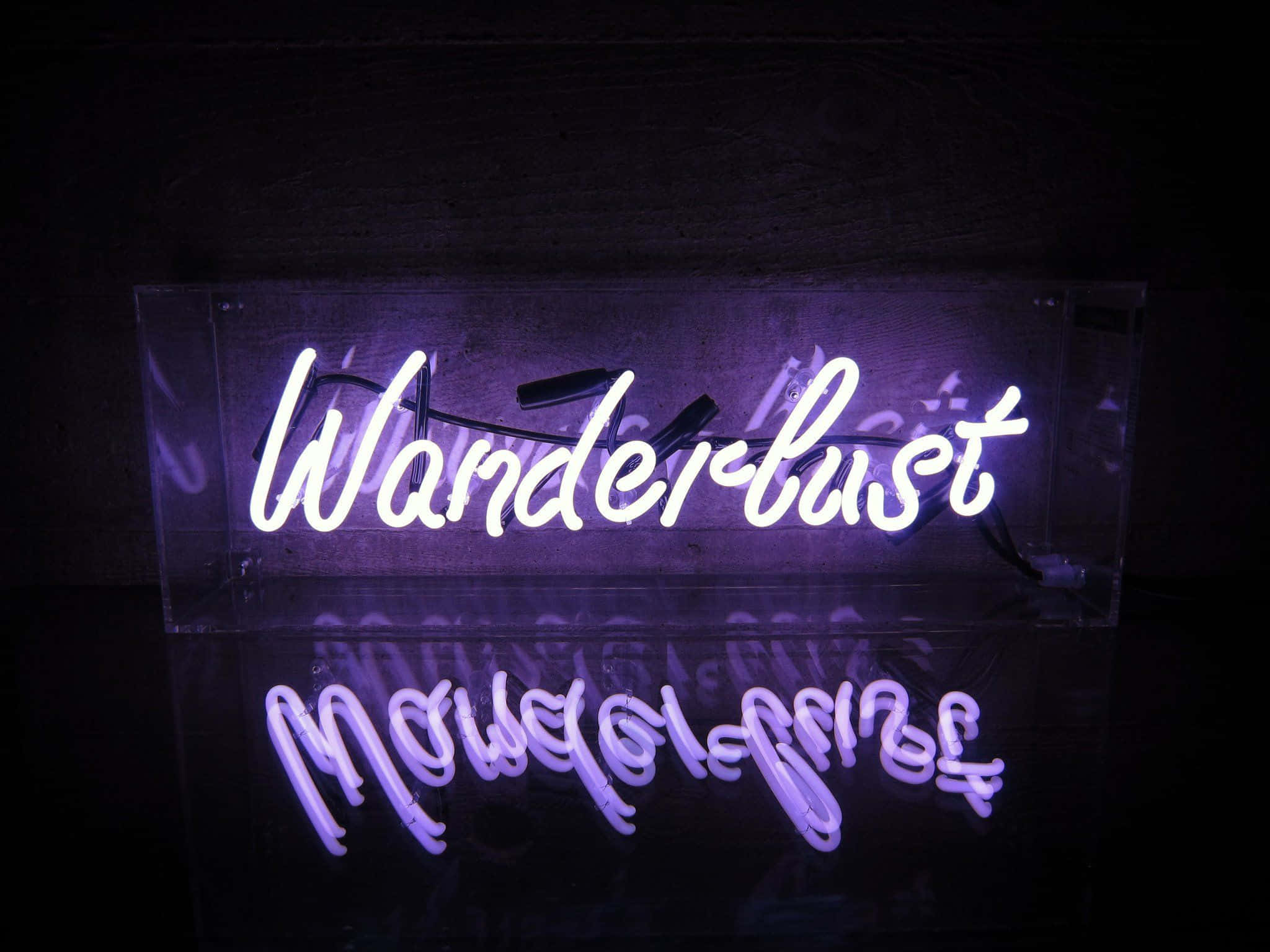 Neon Mor Wanderlust Alıntısı Duvar Kağıdı