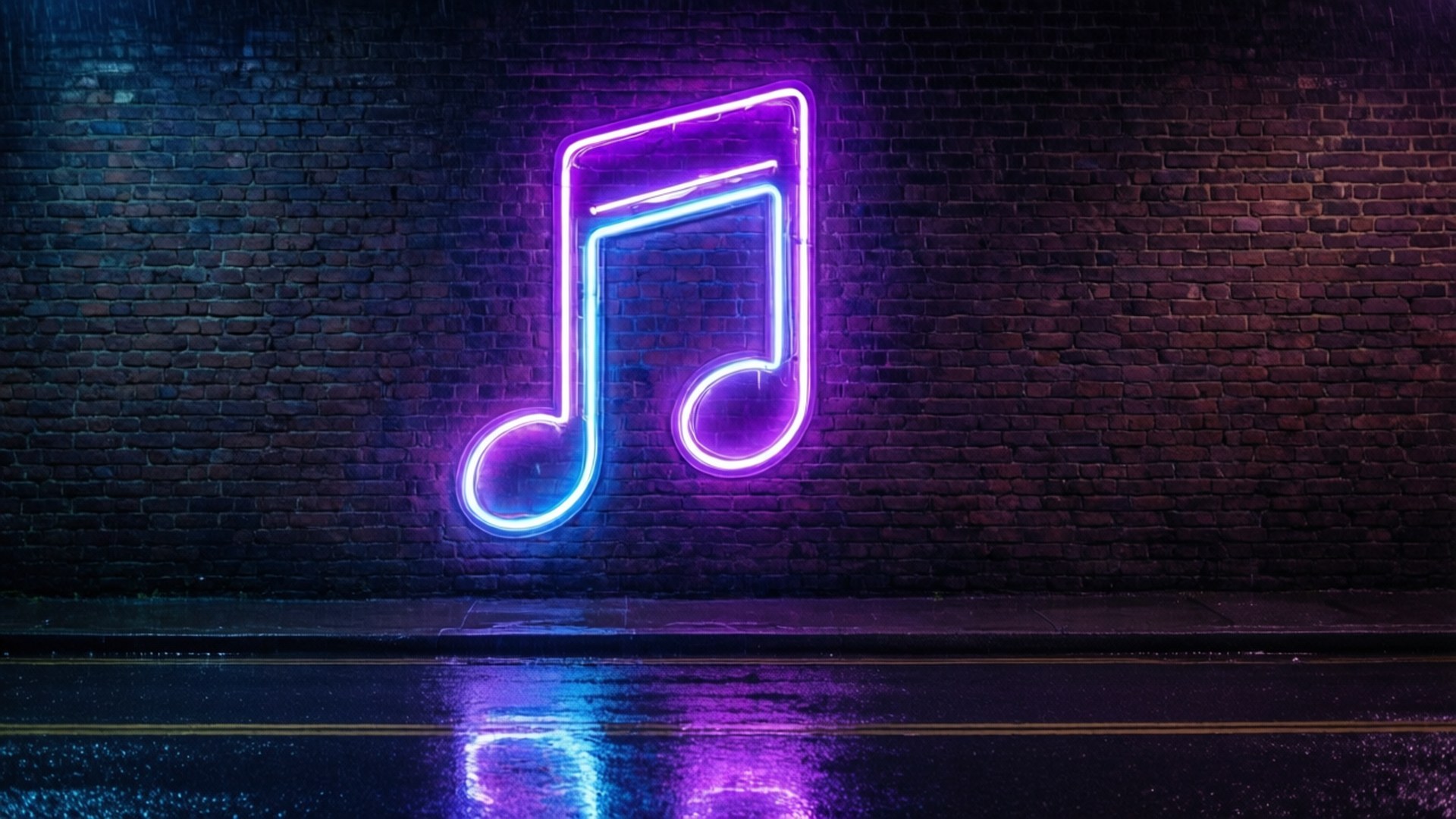 Neon Müzik Notası Duvar Kağıdı