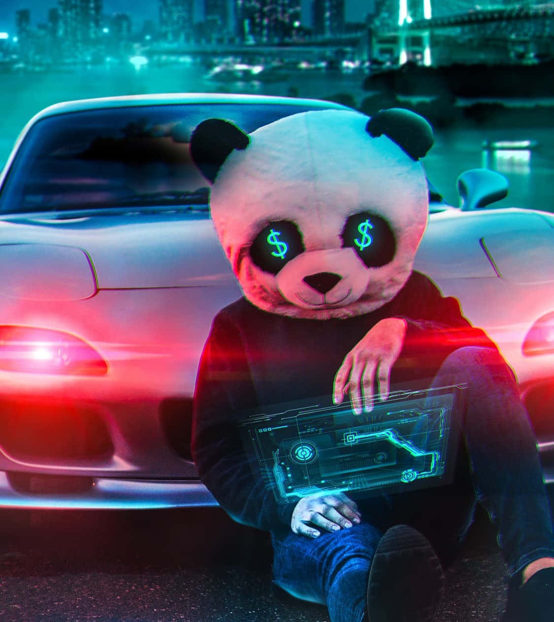 Neon Panda Dolar En İyi Profil Fotoğrafı Duvar Kağıdı