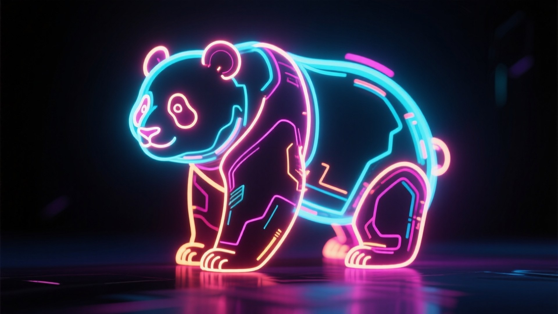 Neon Panda Siberpunk Duvar Kağıdı