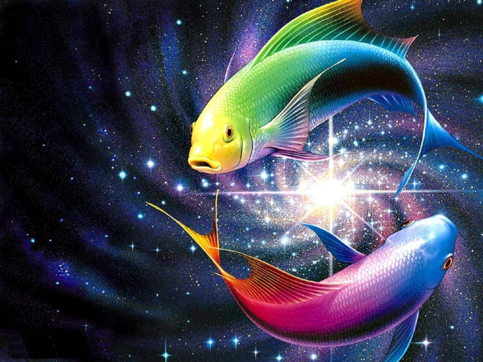Neon Parlayan Havalı Balık Duvar Kağıdı
