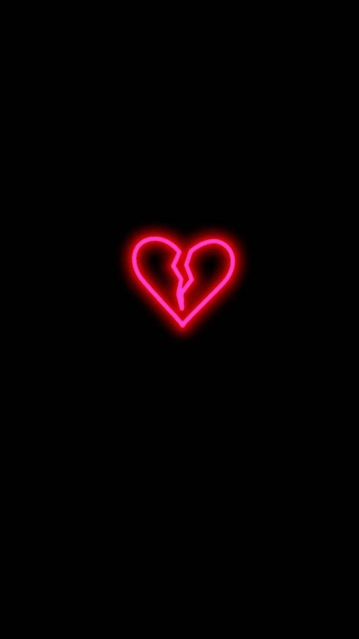 Neon Pembe Kırık Kalp iPhone Duvar Kağıdı