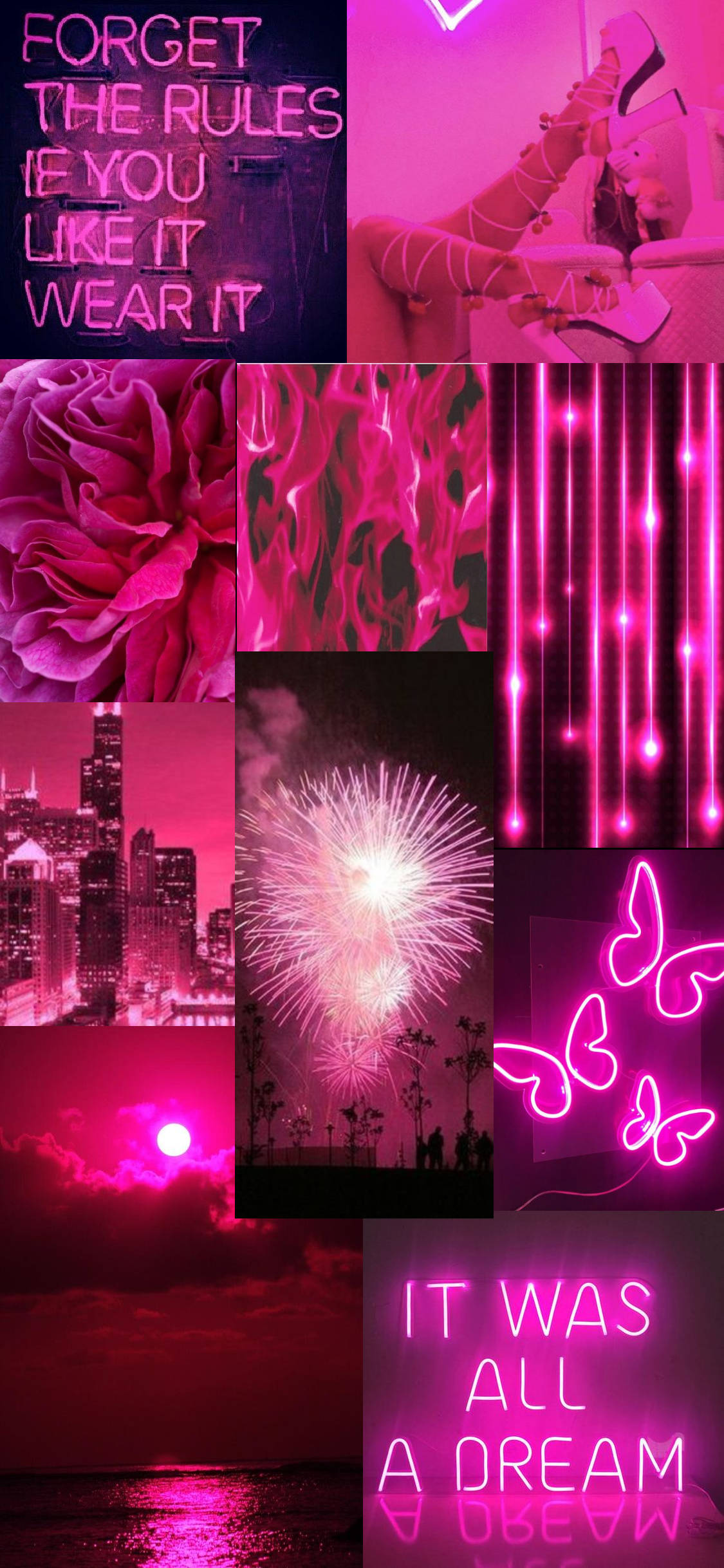 Neon Pembe Titreşimler Duvar Kağıdı