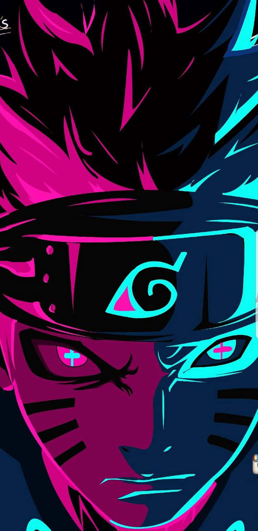 Neon Pembe ve Mavi Naruto Estetik Telefon Duvar Kağıdı