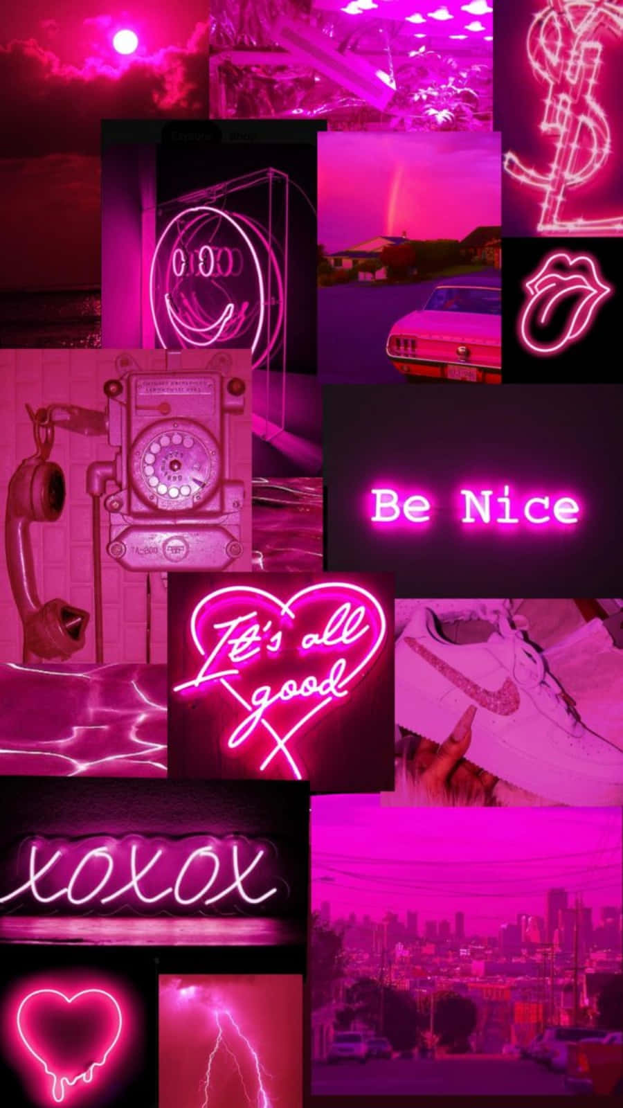 Neon Pembede Rüya Duvar Kağıdı