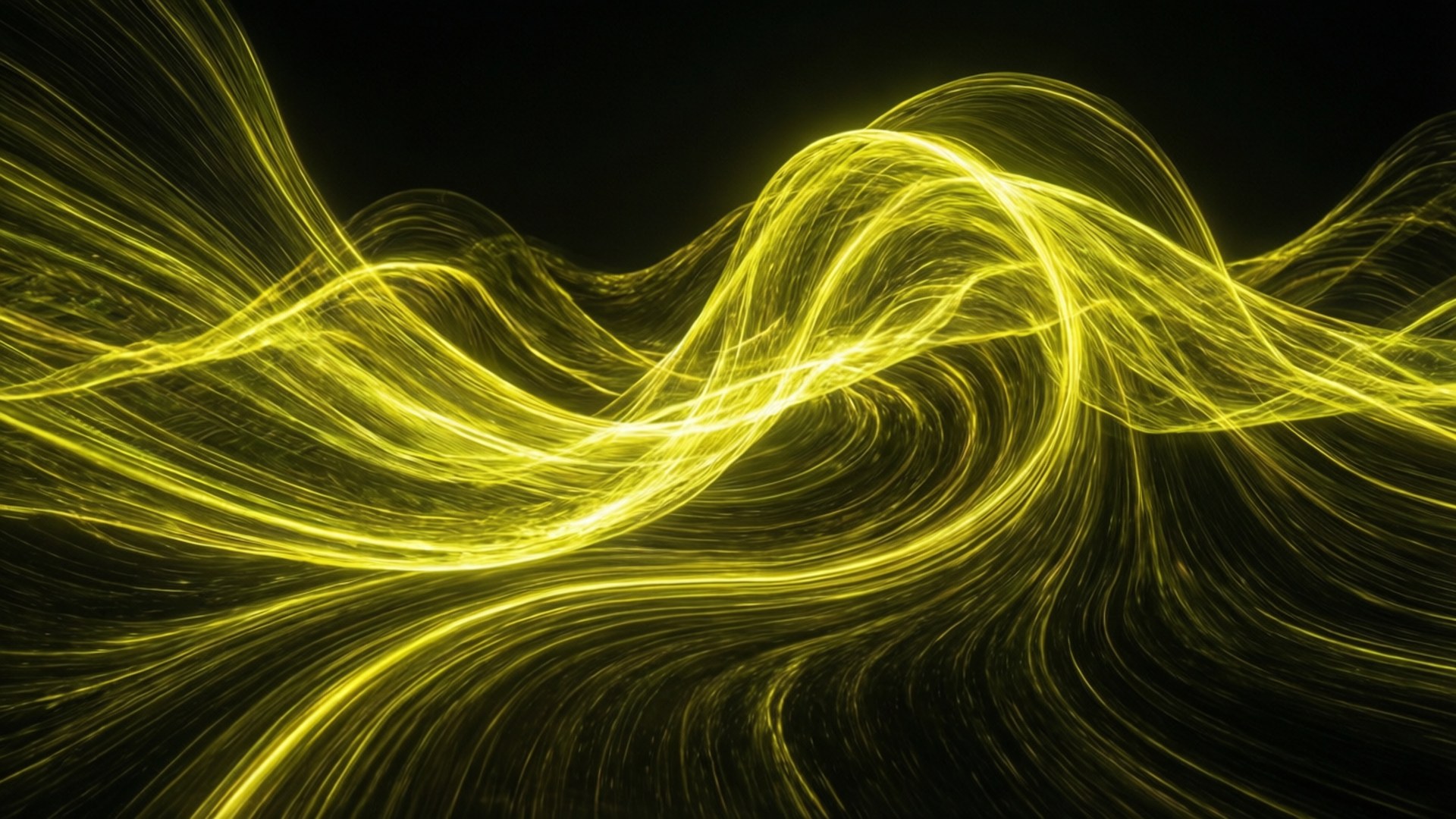 Neon Sarı Dalga Soyut Duvar Kağıdı