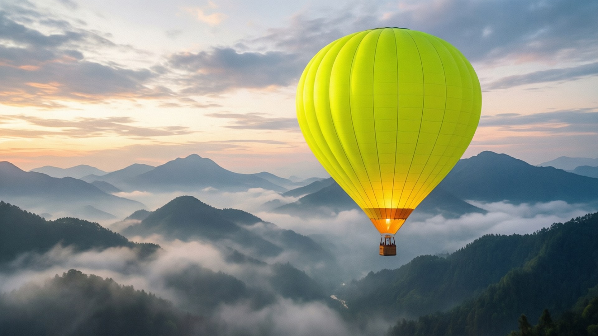 Neon Sarı Sıcak Hava Balonu Duvar Kağıdı